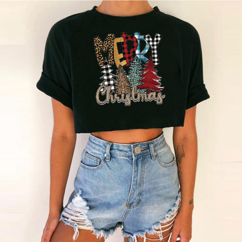 Women's Cropped Christmas T-Shirt - Various Styles