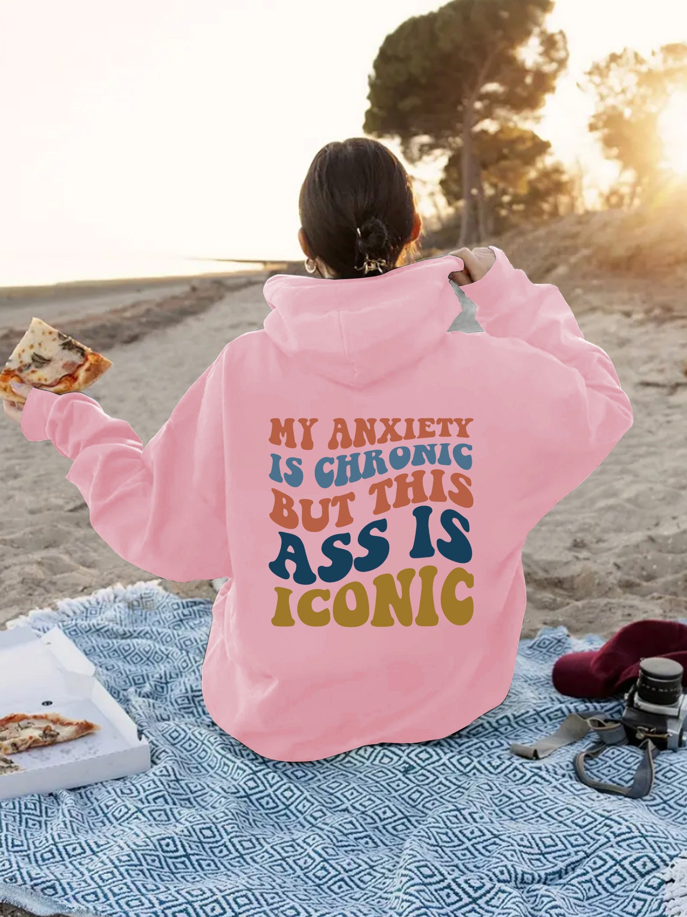 Women's Slogan Hoodie - Anxiety Iconic