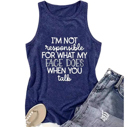 Ladies Printed Slogan Vest - Face Does
