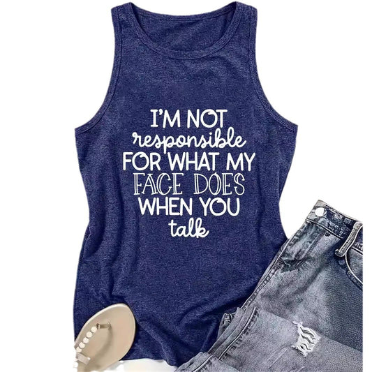 Ladies Printed Slogan Vest - Face Does