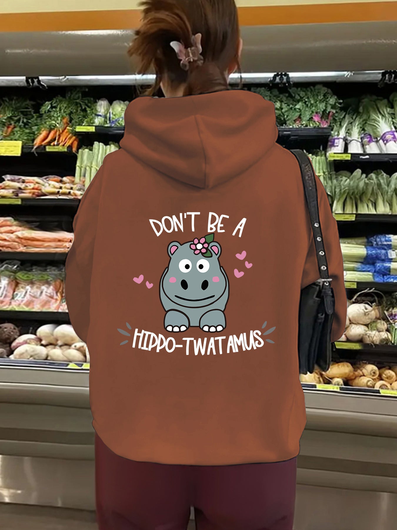 Women's Slogan Hoodie - Hippo****mas