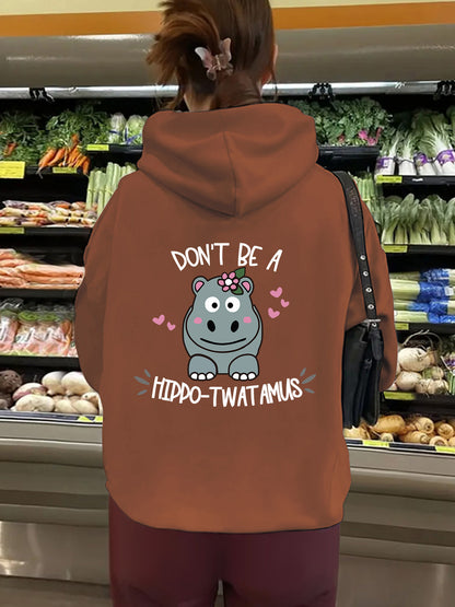 Women's Slogan Hoodie - Hippo****mas