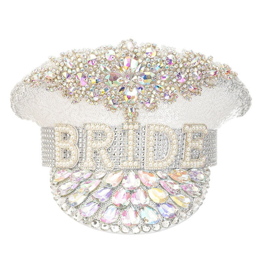 Handmade Sequined & Beaded Rhinestone Bride Hen Hat