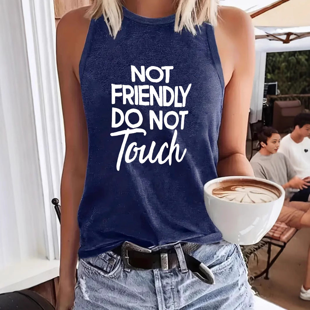 Ladies Printed Slogan Vest - Not Friendly