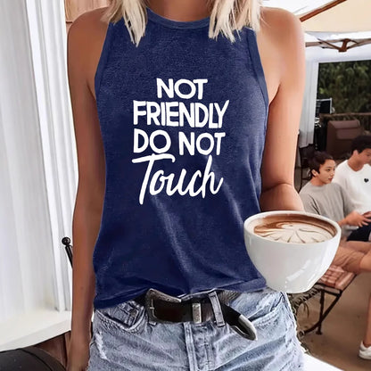 Ladies Printed Slogan Vest - Not Friendly