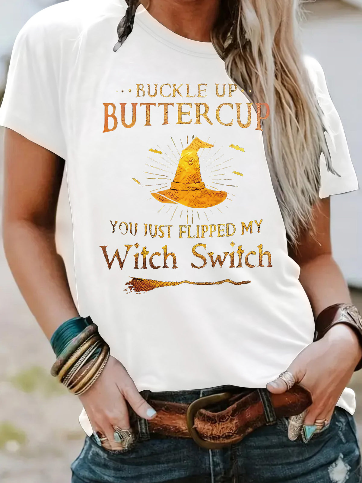 Slogan Halloween T Shirt - Buckle Up