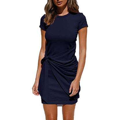 Ladies Summer Dress - Tie Draped T-Shirt Style - Various Colours