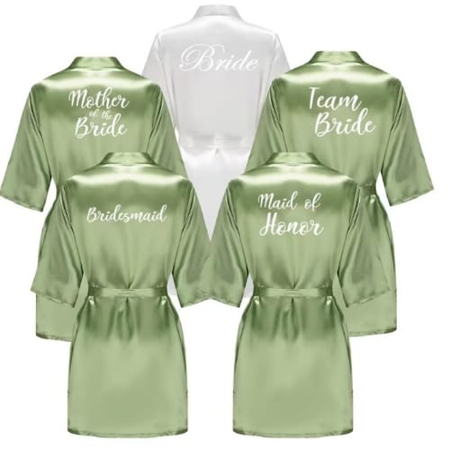 Olive Satin Robe Hen, Bride, Hen Party, Sister, Squad, Mother, Bridesmaid