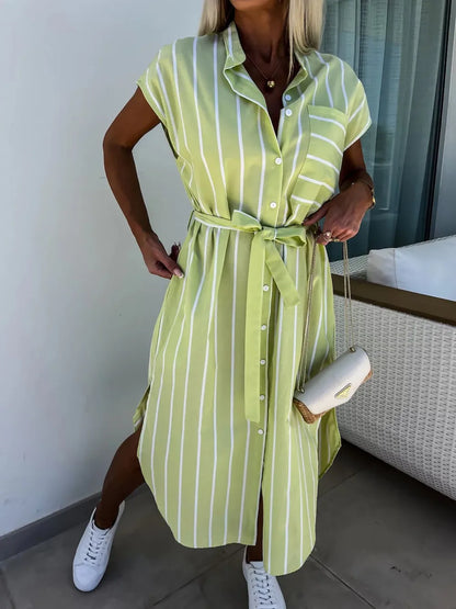 Women's Tie Waist Short Sleeve Dress
