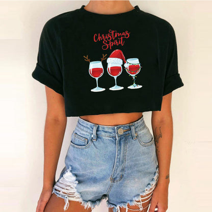 Women's Cropped Christmas T-Shirt - Various Styles