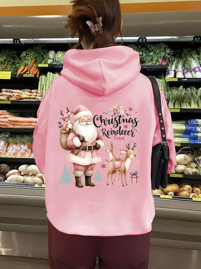 Christmas Hoodie - Santa & Reindeer Print - Various Colours