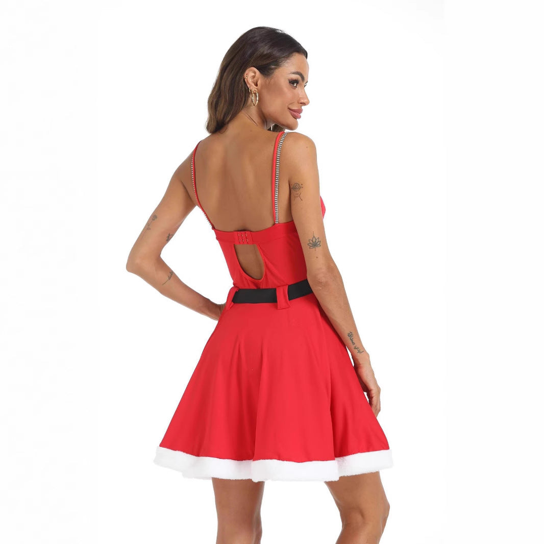 Miss Santa Dress with Rhinestone Strap