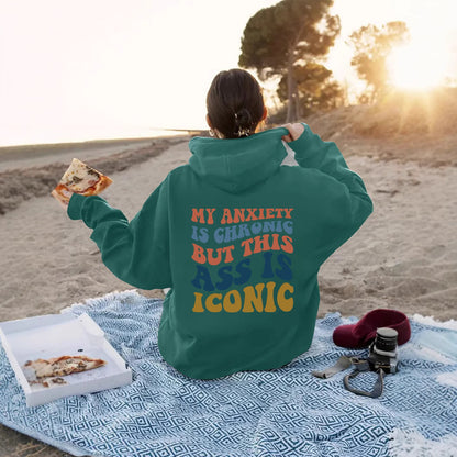 Women's Slogan Hoodie - Anxiety Iconic