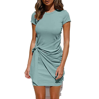 Ladies Summer Dress - Tie Draped T-Shirt Style - Various Colours