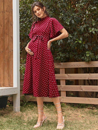 Ladies Polka Dot Maternity Dress  - Mum To Be - Pregnancy