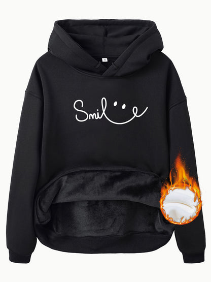 Fleece Lined Hoodie - Smile