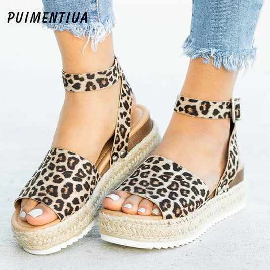 Women's Leopard Print Wedge Sandal