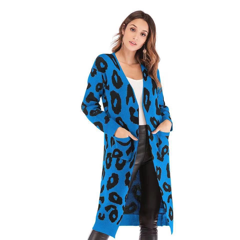 Women's Long Length Leopard Print Cardigan