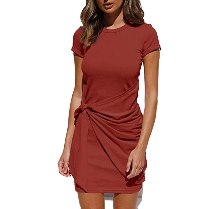 Ladies Summer Dress - Tie Draped T-Shirt Style - Various Colours