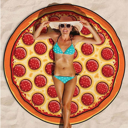 Round Beach Towel with Various Food Designs