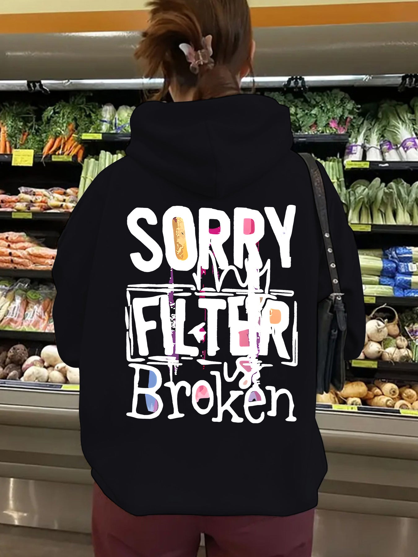 Women's Slogan Hoodie - Filter Broken