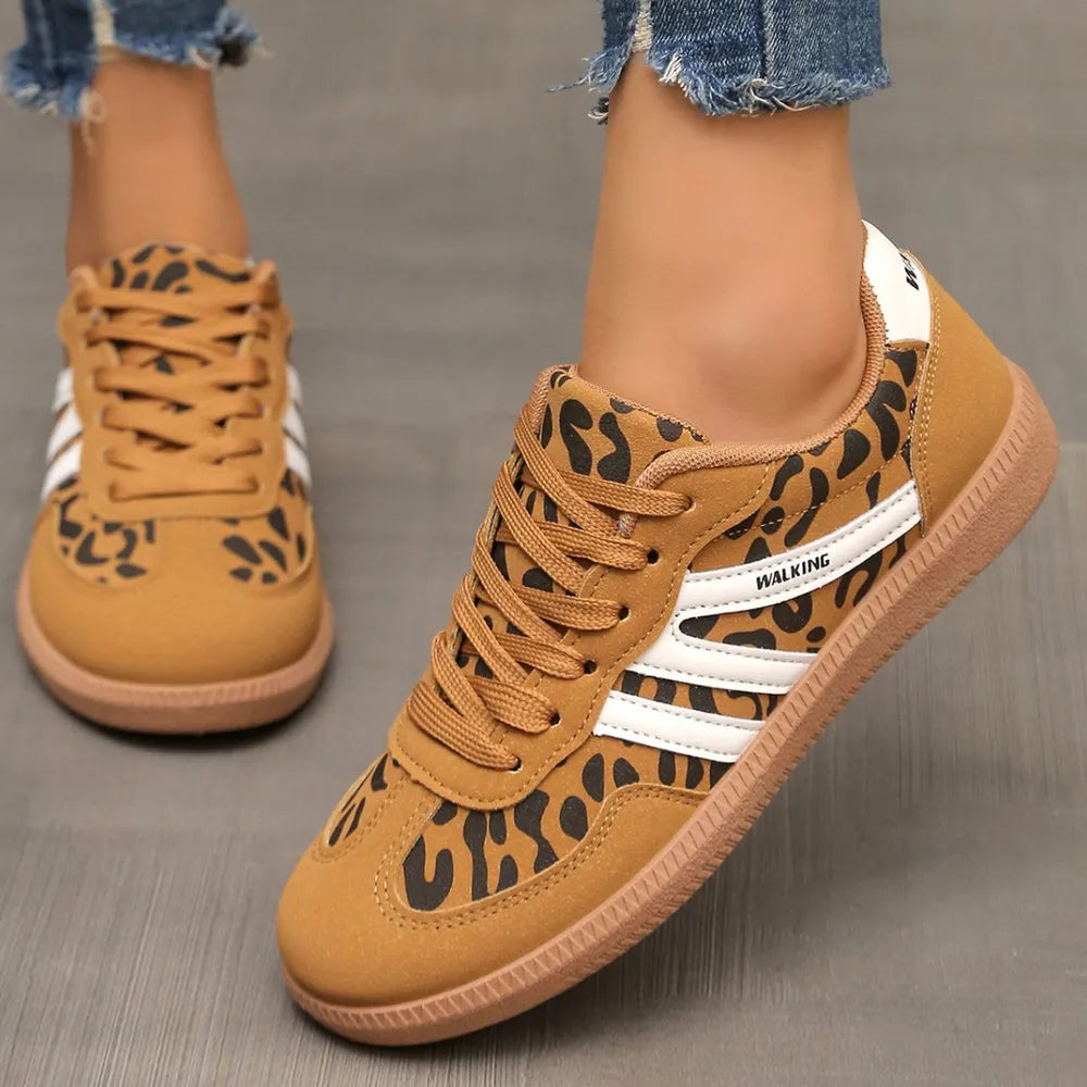 Contrast Lace Up Round Toe Trainers