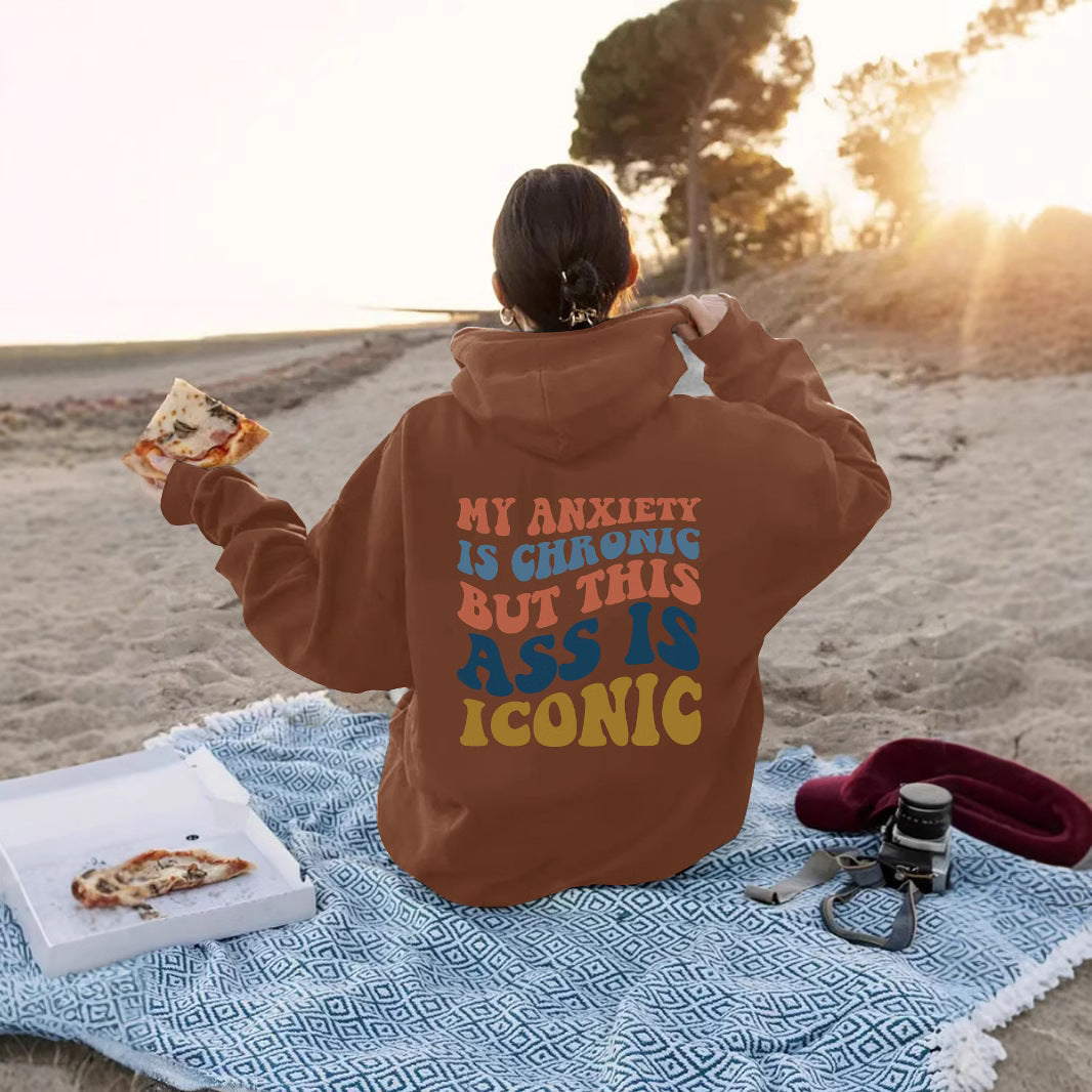 Women's Slogan Hoodie - Anxiety Iconic