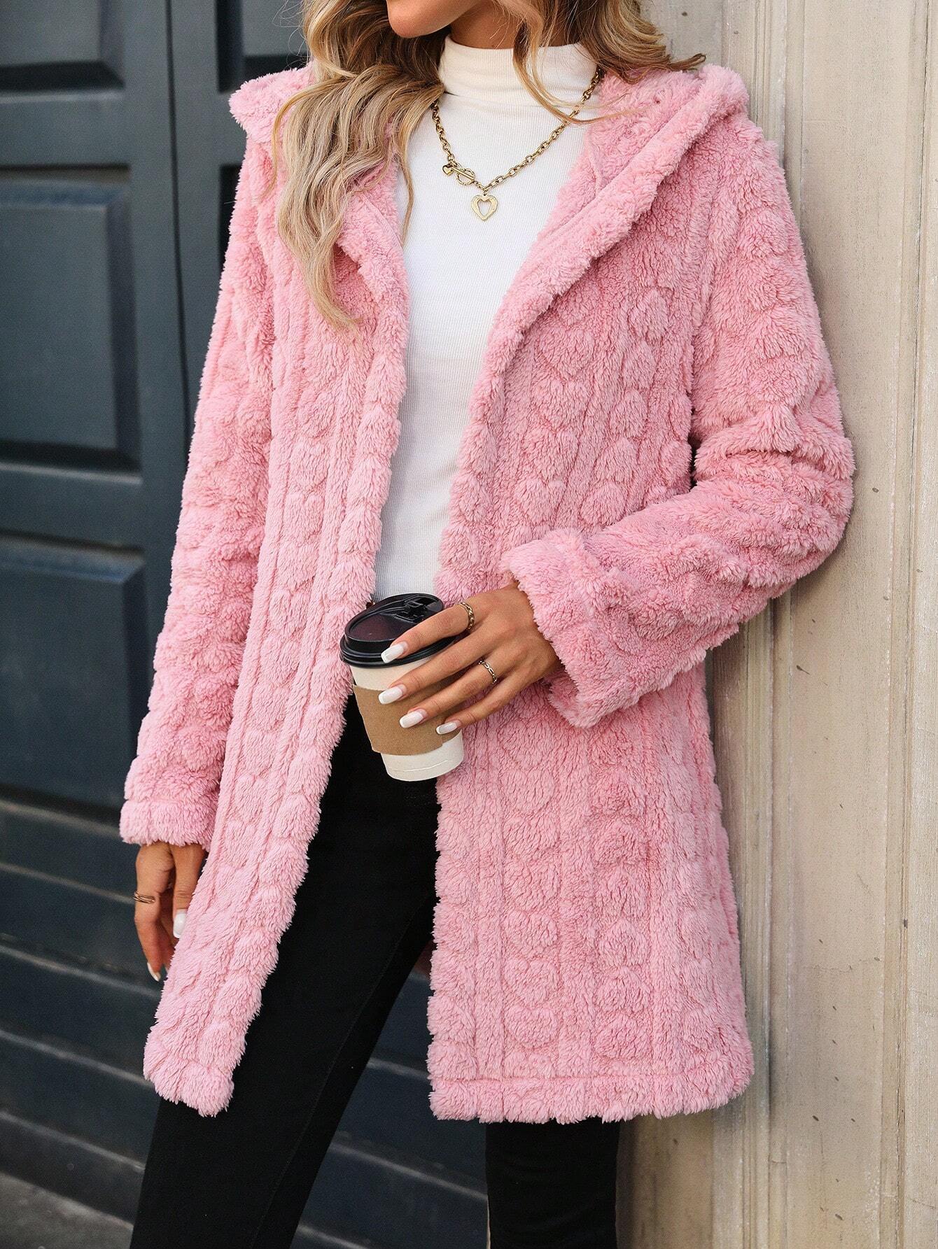 Valentines Inspired Fluffy Jacket - Heart Print