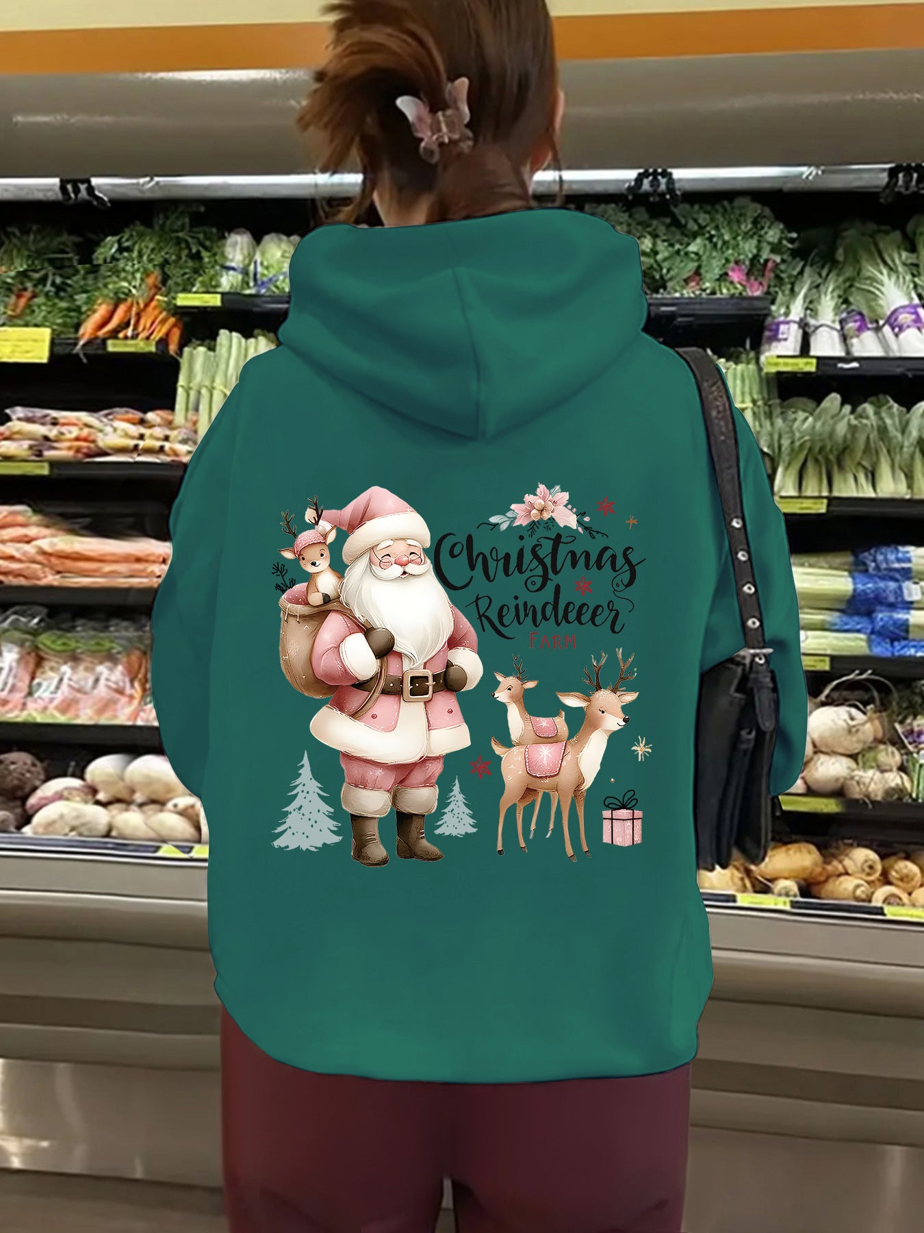 Christmas Hoodie - Santa & Reindeer Print - Various Colours