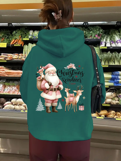 Christmas Hoodie - Santa & Reindeer Print - Various Colours