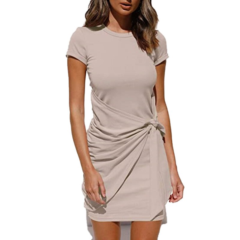 Ladies Summer Dress - Tie Draped T-Shirt Style - Various Colours