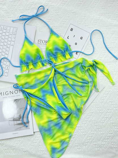 Bikini Two Piece Set and Cover Up Skirt