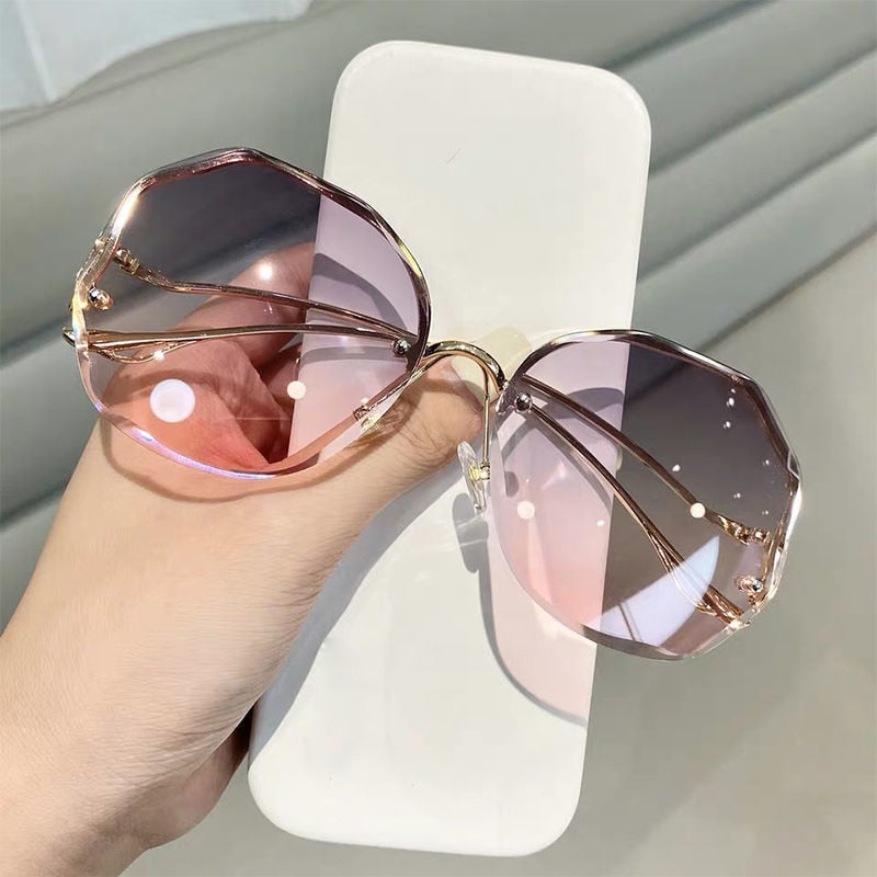 Ladies Frameless Curved Rim Sunglasses - various colours