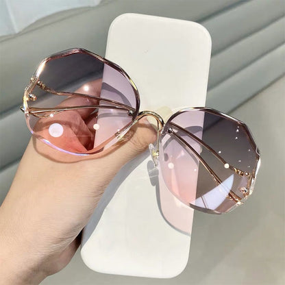 Ladies Frameless Curved Rim Sunglasses - various colours