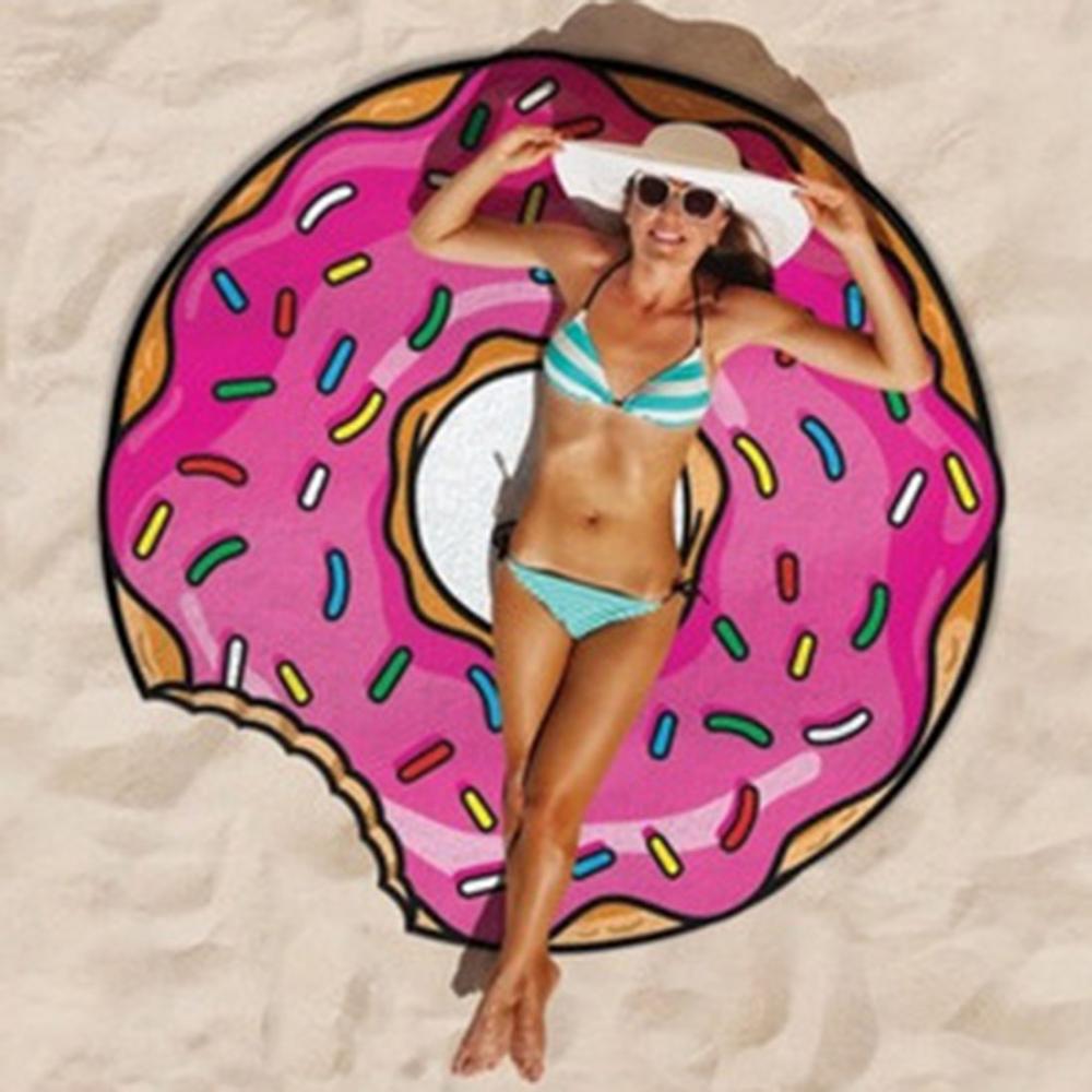 Round Beach Towel with Various Food Designs