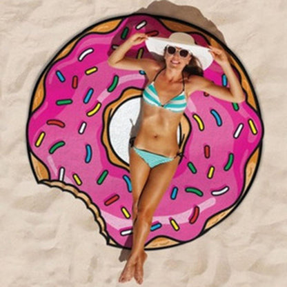 Round Beach Towel with Various Food Designs