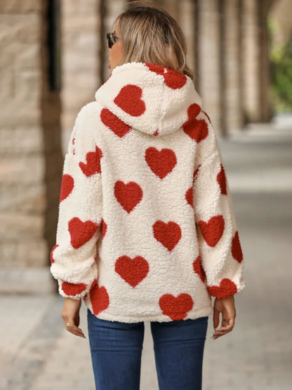 Women's Hoodie - Heart Print - Various Colours