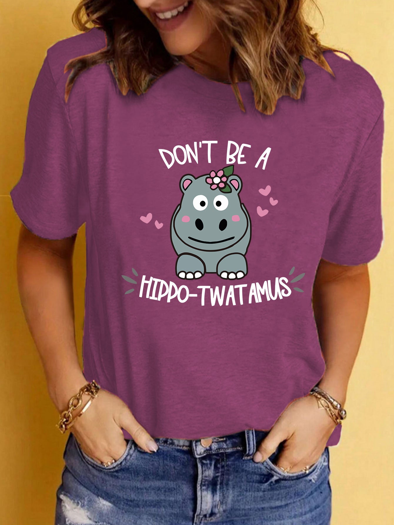 Slogan T-Shirt - Hippo-T**tamus - Various Colours