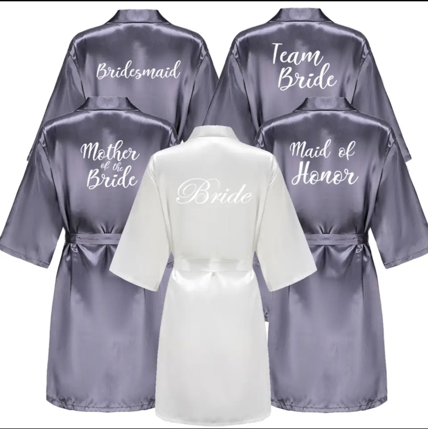 Grey Satin Robe Hen, Bride, Hen Party, Sister, Squad, Mother, Bridesmaid