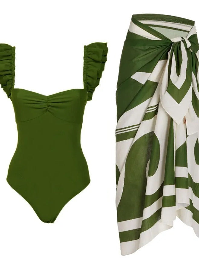 Swimsuit and Matching Cover Up Skirt