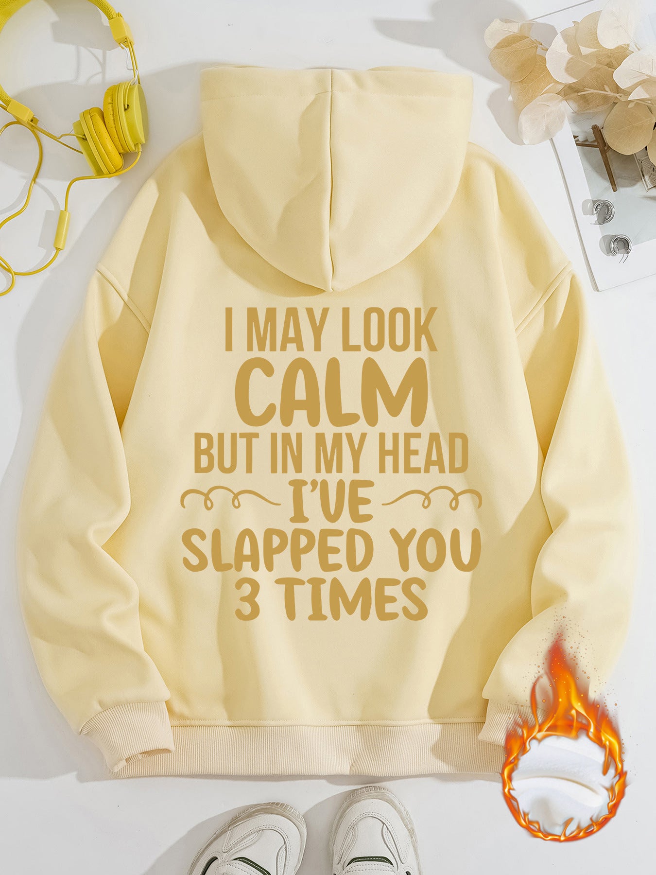 Women's Slogan Hoodie - I May Look Calm
