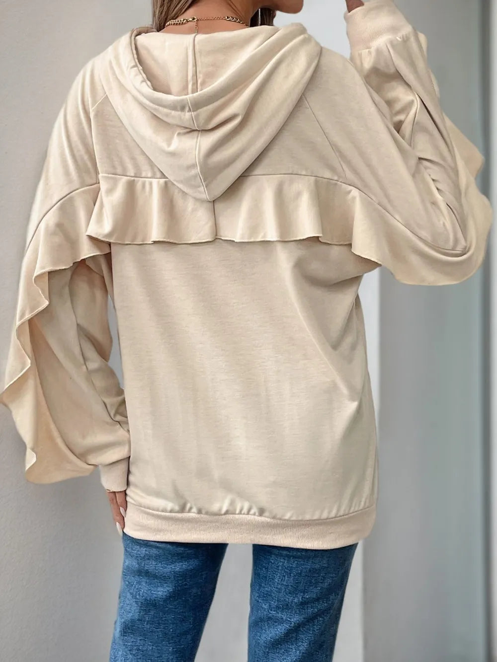 Women's Hoodie - Ruffled Sleeve