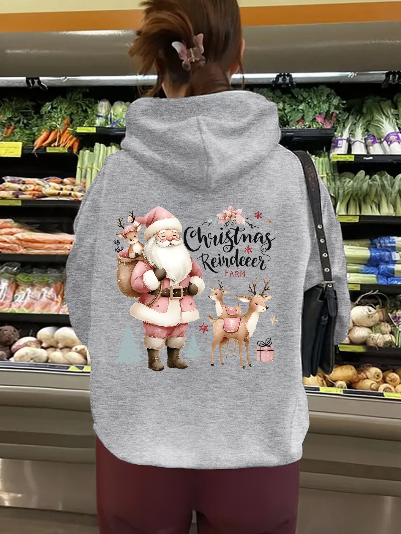 Christmas Hoodie - Santa & Reindeer Print - Various Colours