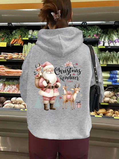 Christmas Hoodie - Santa & Reindeer Print - Various Colours