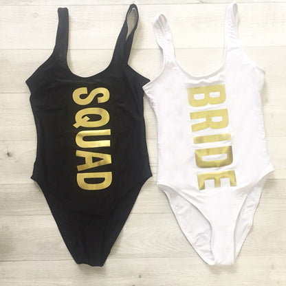 Swim Suit One Piece Bride Squad