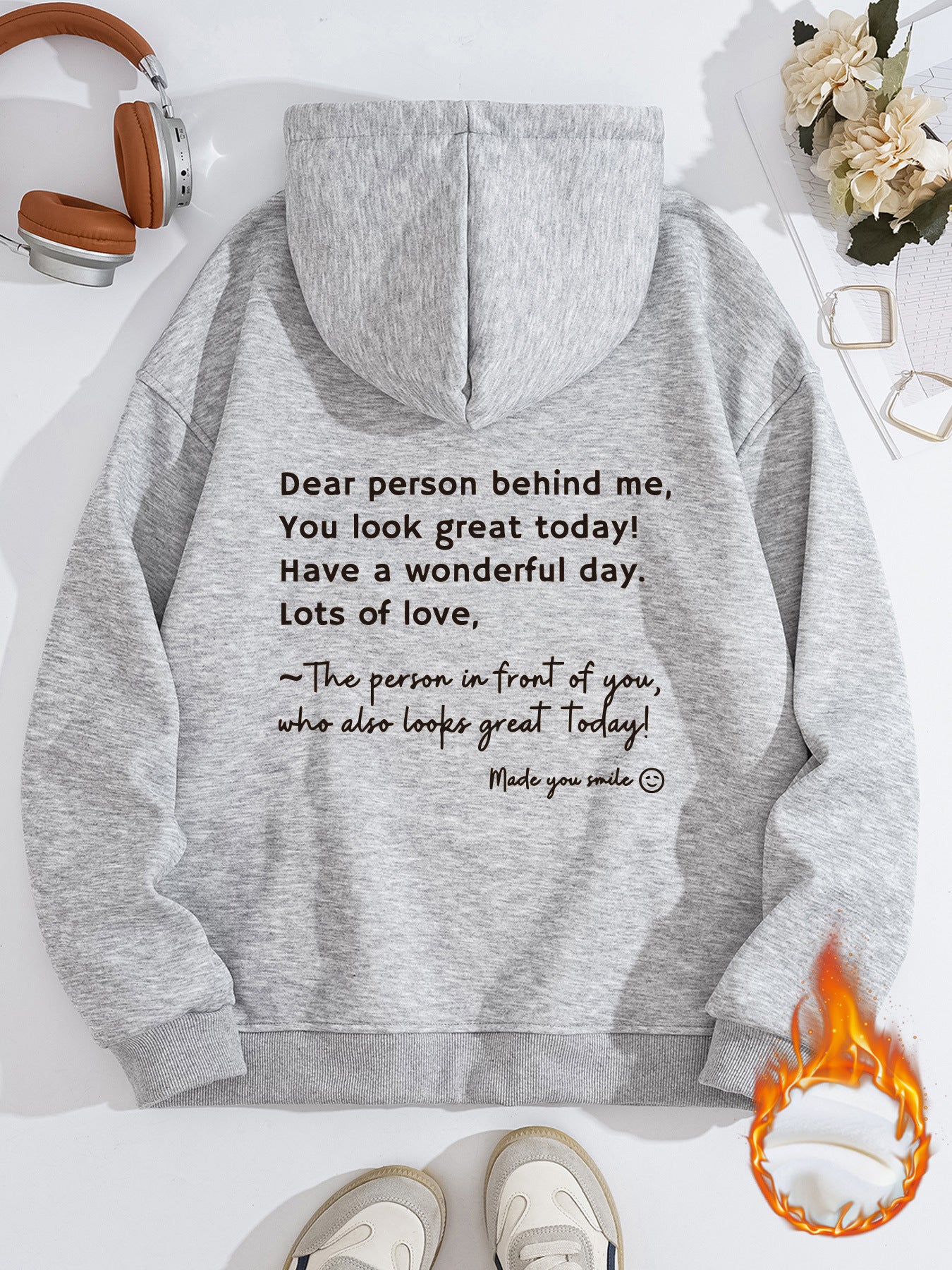 Fleece Lined Hoodie - Made You Smile