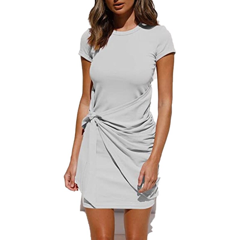 Ladies Summer Dress - Tie Draped T-Shirt Style - Various Colours