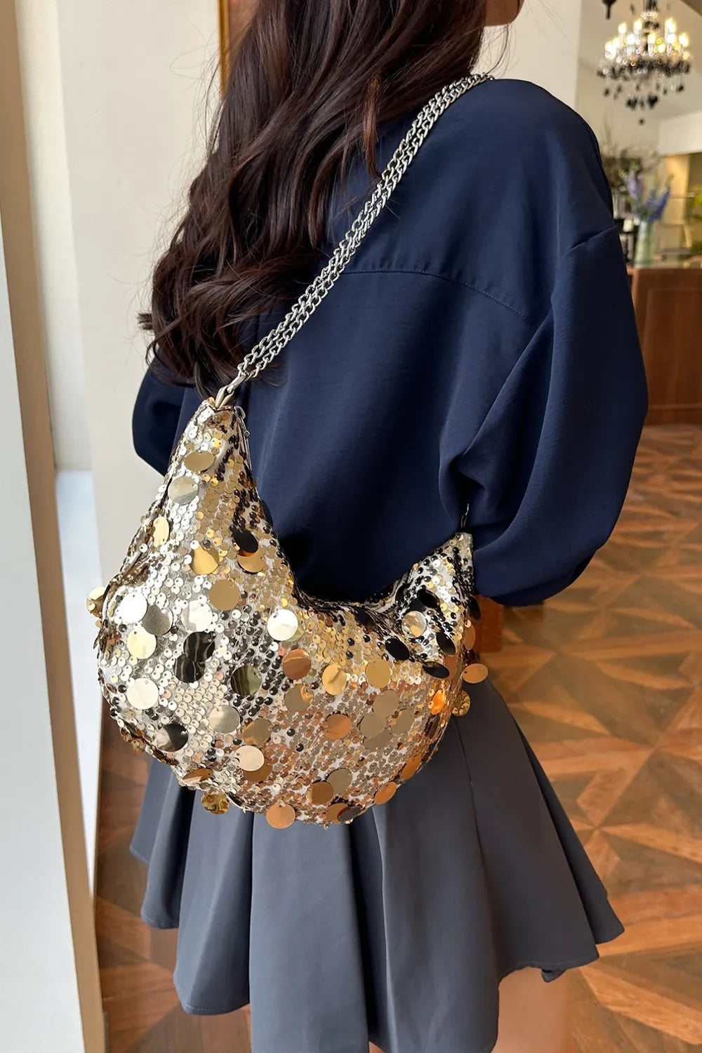 Sequin Chain Crossbody Bag - various colours
