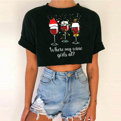 Women's Cropped Christmas T-Shirt - Various Styles