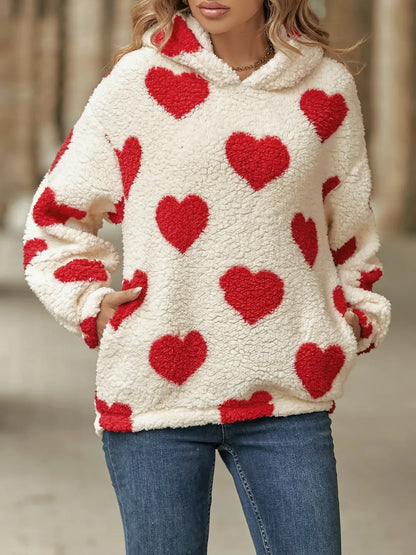 Women's Hoodie - Heart Print - Various Colours